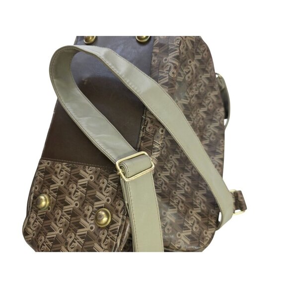 Volcom Stone Logo Y2K Duffel Bag Brown Vinyl Zip Compartments Detach XBody Strap - Picture 13 of 14